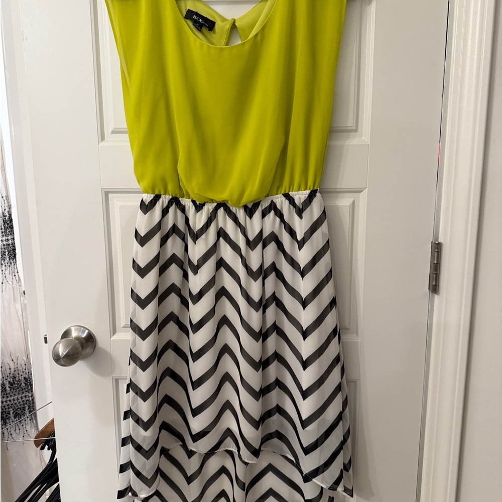 BCX Lime and Black High Low Dress
